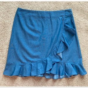 NWT Charlotte Russe Chambray Asymmetrical Ruffle Skirt